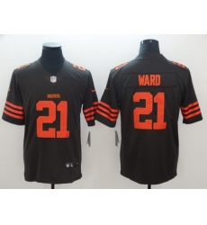 Nike Browns 21 T J Ward Brown Color Rush Limited Jerseys