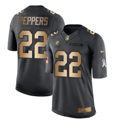 Nike Browns #22 Jabrill Peppers Black Mens Stitched NFL Limited Gold Salute To Service Jersey