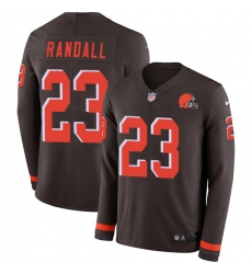 Nike Browns #23 Damarious Randall Brown Team Color Men Stitched NFL Limited Therma Long Sleeve Jersey
