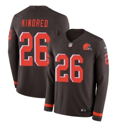 Nike Browns #26 Derrick Kindred Brown Team Color Men Stitched NFL Limited Therma Long Sleeve Jersey
