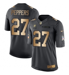 Nike Browns #27 Jabrill Peppers Black Mens Stitched NFL Limited Gold Salute To Service Jersey