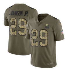 Nike Browns #29 Duke Johnson Jr Olive Camo Mens Stitched NFL Limited 2017 Salute To Service Jersey