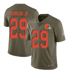Nike Browns #29 Duke Johnson Jr Olive Mens Stitched NFL Limited 2017 Salute To Service Jersey