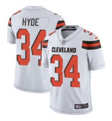 Nike Browns #34 Carlos Hyde White Mens Stitched NFL Vapor Untouchable Limited Jersey