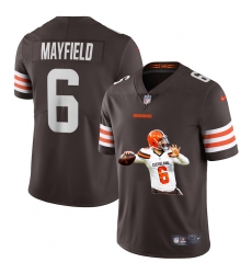 Nike Browns 6 Baker Mayfield Brown Player Name White Logo Vapor Untouchable Limited Jersey