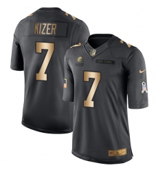 Nike Browns #7 DeShone Kizer Black Mens Stitched NFL Limited Gold Salute To Service Jersey