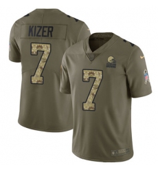 Nike Browns #7 DeShone Kizer Olive Camo Mens Stitched NFL Limited 2017 Salute To Service Jersey