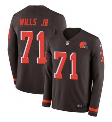 Nike Browns 71 Jedrick Wills JR Brown Team Color Men Stitched NFL Limited Therma Long Sleeve Jersey