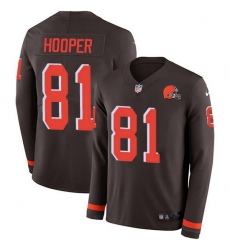 Nike Browns 81 Austin Hooper Brown Team Color Men Stitched NFL Limited Therma Long Sleeve Jersey
