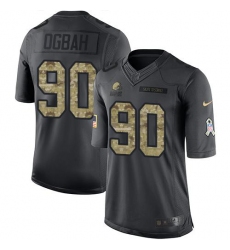 Nike Browns #90 Emmanuel Ogbah Black Mens Stitched NFL Limited 2016 Salute to Service Jersey