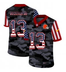 Nike Cleveland Browns 13 Odell Beckham Jr  Camo 2020 USA Flag Salute To Service Limited Jersey