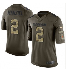 Nike Cleveland Browns #2 Johnny Manziel Green Men 27s Stitched NFL Limited Salute to Service Jersey