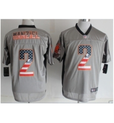 Nike Cleveland Browns 2 Johnny Manziel Grey Elite USA Flag Fashion NFL Jersey