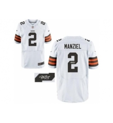 Nike Cleveland Browns 2 Johnny Manziel White Elite Signed NFL Jersey