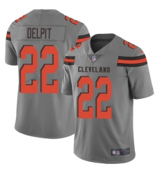 Nike Cleveland Browns 22 Grant Delpit Gray Men Stitched NFL Limited Inverted Legend Jersey
