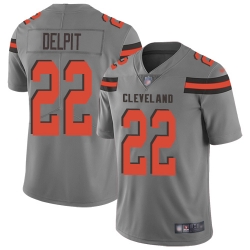 Nike Cleveland Browns 22 Grant Delpit Gray Men Stitched NFL Limited Inverted Legend Jersey