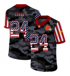 Nike Cleveland Browns 24 Nick Chubb Camo 2020 USA Flag Salute To Service Limited Jersey