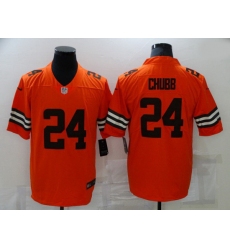 Nike Cleveland Browns 24 Nick Chubb Orange Inverted Legend Limited Jersey