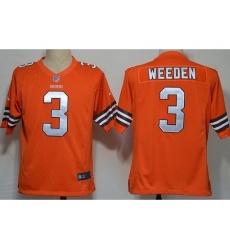 Nike Cleveland Browns 3 Brandon Weeden Orange Game Nike NFL Jersey