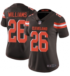 Browns 26 Greedy Williams Brown Team Color Women Stitched Football Vapor Untouchable Limited Jersey