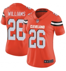 Browns 26 Greedy Williams Orange Alternate Women Stitched Football Vapor Untouchable Limited Jersey