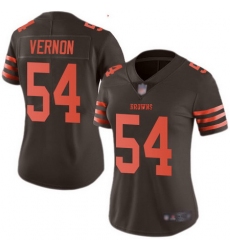 Browns 54 Olivier Vernon Brown Womens Stitched Football Limited Rush Jersey