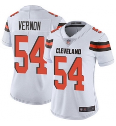 Browns 54 Olivier Vernon White Womens Stitched Football Vapor Untouchable Limited Jersey