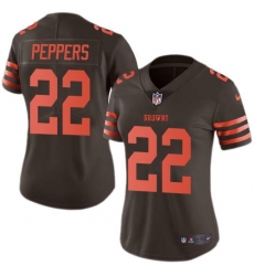 Nike Browns #22 Jabrill Peppers Brown Womens Stitched NFL Limited Rush Jersey