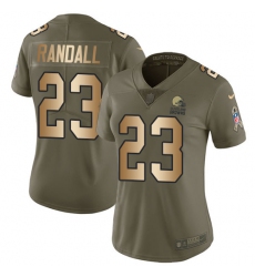 Nike Browns #23 Damarious Randall Olive Gold Womens Stitched NFL Limited 2017 Salute to Service Jersey
