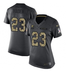 Nike Browns #23 Joe Haden Black Womens Stitched NFL Limited 2016 Salute to Service Jersey