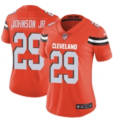 Nike Browns #29 Duke Johnson Jr Orange Alternate Womens Stitched NFL Vapor Untouchable Limited Jersey