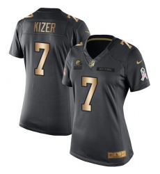 Nike Browns #7 DeShone Kizer Black Womens Stitched NFL Limited Gold Salute to Service Jersey