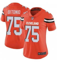 Nike Browns 75 Joel Bitonio Orange Alternate Womens Stitched NFL Vapor Untouchable Limited Jersey