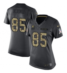 Nike Browns #85 David Njoku Black Womens Stitched NFL Limited 2016 Salute to Service Jersey