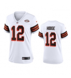 Women Cleveland Browns 12 Khadarel Hodge Nike 1946 Collection Alternate Game Limited NFL Jersey   White