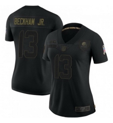 Women Cleveland Browns 13 Odell Beckham Jr Black 2020 Salute To Service Limited Jersey