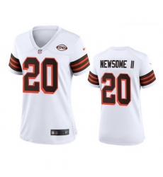 Women Cleveland Browns 20 Greg Newsome II Nike 1946 Collection Alternate Game Limited NFL Jersey   White