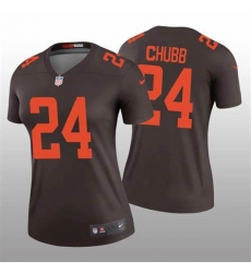 Women Cleveland Browns #24 Nick Chubb Rush Stitched Jerseys