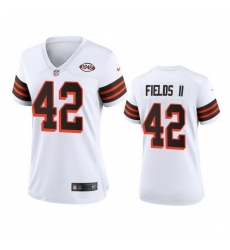 Women Cleveland Browns 42 Tony Fields II Nike 1946 Collection Alternate Game Limited NFL Jersey   White