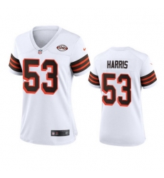 Women Cleveland Browns 53 Nick Harris Nike 1946 Collection Alternate Game Limited NFL Jersey   White
