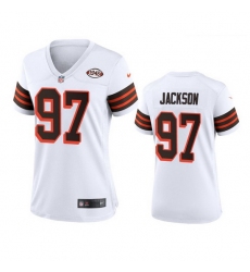 Women Cleveland Browns 97 Malik Jackson Nike 1946 Collection Alternate Game Limited NFL Jersey   White