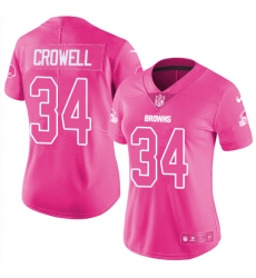 Womens Nike Browns #34 Isaiah Crowell Pink  Stitched NFL Limited Rush Fashion Jersey