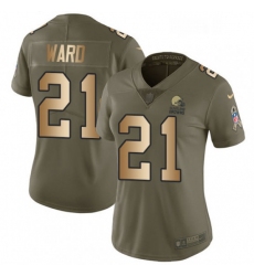 Womens Nike Cleveland Browns 21 Denzel Ward Limited Olive Gold 2017 Salute to Service NFL Jersey