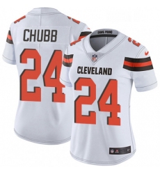 Womens Nike Cleveland Browns 24 Nick Chubb White Vapor Untouchable Limited Player NFL Jersey