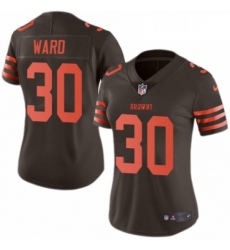 Womens Nike Cleveland Browns 30 Denzel Ward Limited Brown Rush Vapor Untouchable NFL Jersey