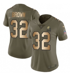 Womens Nike Cleveland Browns 32 Jim Brown Limited OliveGold 2017 Salute to Service NFL Jersey