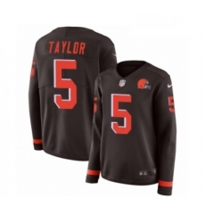 Womens Nike Cleveland Browns 5 Tyrod Taylor Limited Brown Therma Long Sleeve NFL Jersey