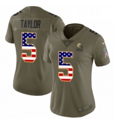 Womens Nike Cleveland Browns 5 Tyrod Taylor Limited OliveUSA Flag 2017 Salute to Service NFL Jersey