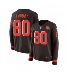 Womens Nike Cleveland Browns 80 Jarvis Landry Limited Brown Therma Long Sleeve NFL Jersey