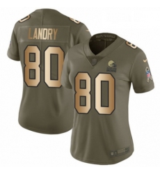 Womens Nike Cleveland Browns 80 Jarvis Landry Limited OliveGold 2017 Salute to Service NFL Jersey